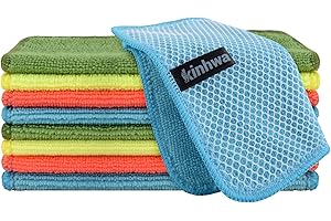 KinHwa Lot de 9 débarbouillettes de cuisine en microfibre absorbantes à séchage rapide avec côté en polyéthylène pour nettoyage de cuisine (mélange de couleurs #1, 17,8 x 17,8 cm)
