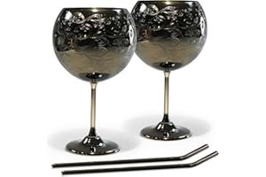 SHINY STAR IN THE DARK SKY Verres à Gin, Lot de 2 Verres à Cocktail en Acier Inoxydable Pour les Amateurs de Gin, 680 ml, Noir.