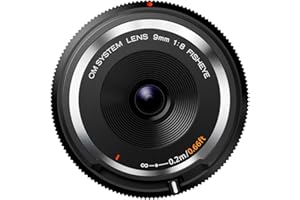 OM SYSTEM Body Cap Obiettivo 9mm 1:8.0 Fisheye, adatto a tutte le fotocamere MFT Olympus, Panasonic, nero