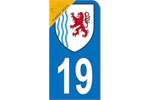 HADEXIA Autocollant Stickers Plaque immatriculation Scooter Moto département 19 Corrèze Logo Région Nouvelle-Aquitaine