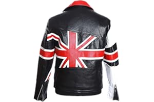 H.E Brando Union Jack Men's Motorcycle Cruiser Real Cowhide Leather Fashion Jacket (SIZES: XS TO 5XL Available)