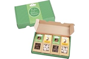 ‎WELLNUSS wellnuss Oster Edition - Trüffelmandeln mit Kakao & Kokos Mandeln mit weißer Schokolade | Ostersnacks im Geschenkkarton mit Motiv | Natürlicher Genuss ohne Zusätze (4 Snacks)