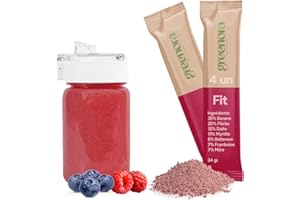 GREENORA Shaker + Smoothie Bowl Fruits Lyophilisés Poudre 100% Naturel. Banane Pêche Datte Myrtilles Betterave Framboise. Séchée Déshydratée. 4x24g