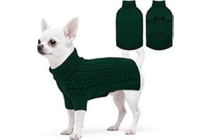 ASENKU Maglione per Cani di Taglia Piccola, Media e Grande, Maglione per Cane Lavorato a Maglia Caldo Invernale, Cappotto Felpa per Cani, Maglioncino a Collo Alto Abbigliamento Pullover S