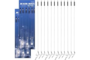 AZUSHWER 12 Pcs Fishing Hooks Barbless, Carp Hair Rigs Fishing Tackle Curve Shank Fishing Hooks for Carp Fishing, Easy Installation and Increased Catch Rate (Size 6#8#10#）