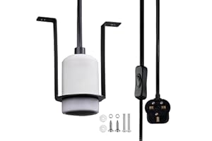 PetFizz Reptile Ceramic Heat Lamp Holder, E27 Heat Lamp Holder with Bracket, Reptile Heater Socket for Heat Bulb, Pets, Turtle, Lizard, Bearded Dragon