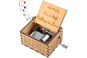 sakruda Wooden Can’t Help Falling in Love Melody Music Box for Girlfriend,Boyfriend,Wife,Husband,Lover,Hand Crank Laser Engraved Wood Musical Box,Gift to Girlfriend on Valentine’s Day,Birthday