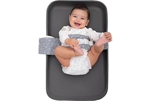 COZINUS Wickeltisch-Sicherheitsgurt – Weich, verstellbar & sicher vor Ausreißen für 0–24 Monate. Universelle Passform für Wickelauflagen und Wickeltische, bequem & tragbar (Grau)