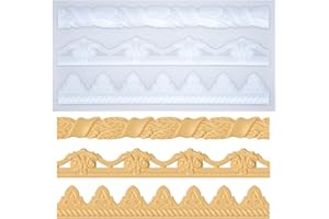 FUNSHOWCASE Baroque Moulds for Polyclay Plaster Fondant Cake Dekor Air Dry Clay Epoxy Resin 3 Border Trimmings