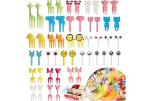 Neodtx Food Picks Niños 60 Piezas Animales Ojos Pinchos de Frutas Picador de Alimentos para Alimentos Mini Tenedores de Frutas Fiambrera Accesorios Frutas Palillos de Dientes para Postre Frutas Fiesta