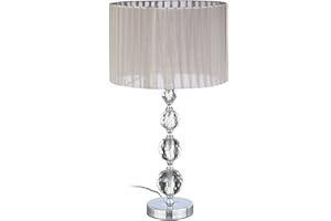 Relaxdays Lámpara de Mesa, Diseño Original con Bolas, Tulipa Redonda, Metal-Cristal, 53 x 29,5 x 29,5 cm, Gris-Plateado