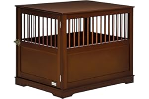 PawHut Hundekäfig, Haustierkäfig, Hundehütte für mittelgroße Hunde, Hundebox Indoor, Tierkäfig mit abschließbarer Tür, Braun, 80,5 x 59,5 x 67,5 cm