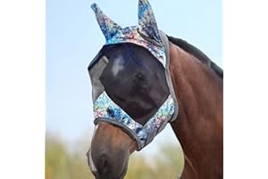 Harrison Howard CareMaster standardowa maska na muchy z uszami, ochrona przed promieniowaniem UV, do mieszania pastelowych koni, (M)