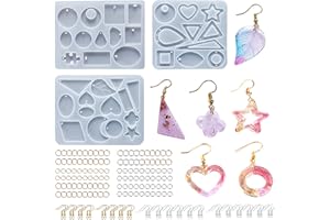GOGOU 143 Pezzi Stampo Epoxy Resina Gioielli Silicone, Set Stampi Stampi Strumenti con Ganci Anelli Fai Da Te Kit per Creazione di Gioielli Ciondolo Orecchino Collana Bracciale Accessorio