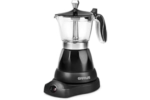 G3 Ferrari G10028 Bonjour Moka Elettrica, 400 W, 3 tazze, Mantenimento in caldo, Base d'appoggio con rotazione 360°, Alluminio, Nero