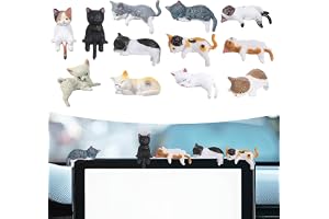Matwsec 12 st bilinstrumentbräda dekorationer katter bilinredningstillbehör, mini kattfigurer, söta backspegel tillbehör mini