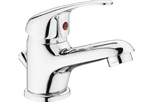 Cornat Grifo de Lavabo Piccolo – Mezclador con desagüe – Cuerpo de latón cromado – Altura de salida baja