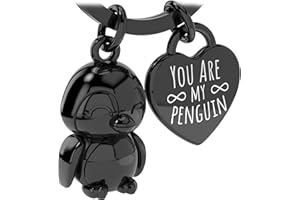 LANOLU Breloczek do kluczy z pingwinem, prezent dla pingwina, breloczek do kluczy dla pary, talizman szczęścia z grawerunkiem "Du bist mein Pingwin", czarny
