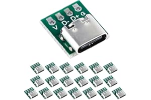 VISSQH Pack of 20 USB 3.1 Type C Male Board, USB Type C Breakout Board, USB-C Soldering Adapter, Female Connector with PCB Converter Board, DIY Serial Breakout Connector for Data Cable, Wire Cable