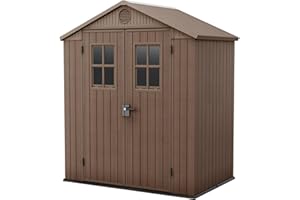 Keter Casetta da Giardino Darwin 6x4, Finitura Effetto Legno, Colore Marrone, 2,2 m², 190x122x221H cm