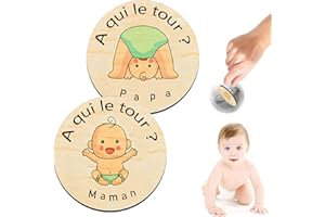 KARELLS Cadeau Naissance Fille Garcon,Pièce de Décision de Nouveaux Parents,Pièce de décision pour Papa Maman,Cadeau Bebe en Bois,Cadeau Bapteme Fille Garcon,Cadeau Grossesse Future Parents Cadeau Naissance