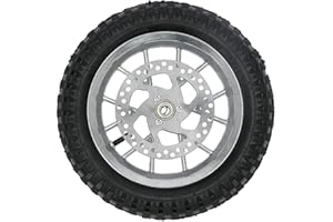 UPALDHOU Front Motorcycle Wheel Tire, Rubber Front Wheel Tire 12.5x2.75in Disc Brake Sprocket Bolts for 2 Stroke Mini Dirt Bike (B(silver