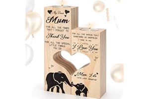 Yoillione Mum Birthday Gifts for Her, Thank You Personalised Gifts for Women 50th 40th Birthday Unique Funny Mam Gifts Heart Shaped Candle Holders Presents Mom Gift Ideas for Christmas Mothers Day