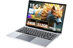 AUKABREX Portátil 15.6 Pulgadas, Ordenador Portatil Core I5-8210Y CPU, Win 11 PC Portátil 24GB RAM 512GB SSD, Laptop IPS FHD Pantalla, Ordenador Portatil con Type-C+TF+USB3.0+Mini-HDMI+BT5+Webcam+WIFI5
