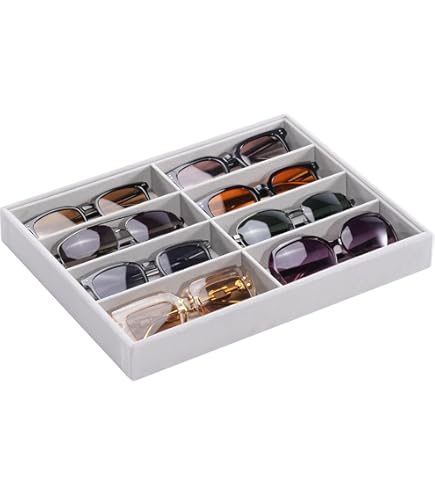 Belle Vous 9 Pak Grijs Velours Stapelbare Sieraden Organizer Opslag Rekken - 12,3 x 21 cm - Kastlade Display Dozen voor Ringen, Armbanden & Oorbellen