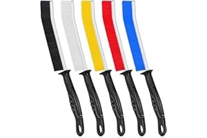 Hmseng Lot de 5 brosses à récurer multifonctionnelles à long manche pour salle de bain, carrelage et rainures pour coins étroits dans la maison, la cuisine et les rainures de fenêtre