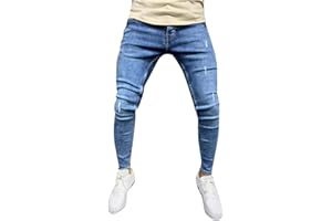 NUSGEAR 2021 Nuevo Pantalones Vaqueros para Hombre,Pantalones Casuales Moda Jeans Rotos Trend Largo Pantalones Pants Skinny Cómodo Pantalon Fitness Jeans Slim Fit Largos Pantalones Ropa de Hombre