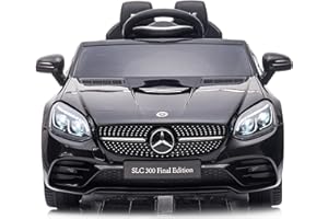 MONDIAL TOYS Macchina elettrica per Bambini Mercedes SLC 300 Final Edition Auto elettrica per bambini Ufficiale con Batteria 12v Telecomando 2.4 GHz Porte Apribili Mp3 Nero