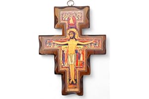 La Balestra Crocifisso San Damiano in legno - da parete - prodotto in Umbria Italy - (15 X 11)