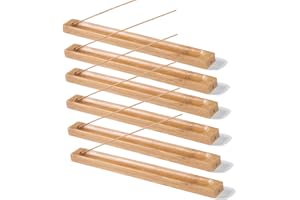 AMIGOGO 6 bastoncini in legno di bambù Incense Sticks Holder Incense Burner Ash Catcher lungo 9,05 pollici (Wood Colour)