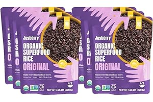 Jasberry Organic Rice - Superfood with High Antioxidants, Ready to Eat or Heat, 100% Jasberry, Non-GMO, Gluten-Free, USDA Certified Organic, Vegan (Pack of 6, Original)