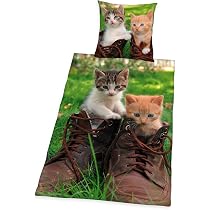 Herding 44 Cats Bettwäsche-Set – Baumwolle, Wendebettwäsche, 135x200 Cm & 80x80 Cm