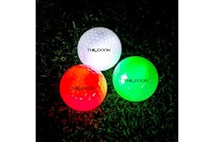 THIODOON Balle de Golf Lumineuse à LED - Taille Officielle, Brille dans Le Noir, Parfait pour L'Entraînement et La Longue Distance