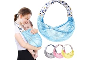 HINATAA Fascia per neonati traspirante, regolabile, ad asciugatura rapida, tessuto a rete 3D, spallacci spessi, elastica per estate, piscina, spiaggia, trasporto neonati (blu)