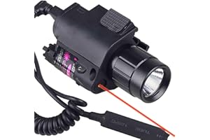 MAYMOC Torcia Rossa combinata 200 Lumen Luce per Armi con Supporto per Guida Picatinny con 2 Set di batterie