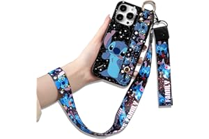 LYUBFDC Wristband Funda para Samsung Galaxy A13 4G 6,6", Kawaii Stitch Carcasa con Colgante Collar Suave Silicona Case con Correa de Cuello Cadena Cordón TPU Cover de Soporte para Galaxy A13, 05