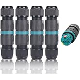 Waterproof cable connector IP68 4-pack &Oslash;4mm-&Oslash;12mm T&Uuml;V Certification | Outdoor Electrical Connection Sleeve 3 Pin for Garden |