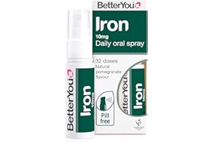 BetterYou Iron Supplement, High Strength Iron 10 Liquid Oral Spray for Men and Women, Fast-Acting to Support Energy & Immune System, Gentle on Stomach, Natural Pomegranate Flavor, 25ml
