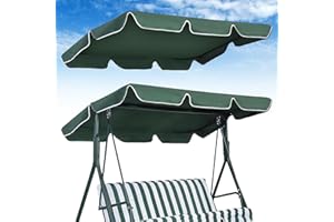 MEYAGOT Techo De Repuesto Universal, Techo De Repuesto De Columpio, Columpio De Jardín Impermeable, Toldo para Columpio De Hollywood(195 * 125 * 15cm, Verde Oscuro)