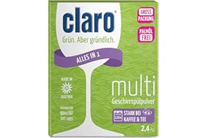‎CLARO claro Multi Alles-in-1 Geschirrspül-Pulver - Geschirrspülpulver - Phosphatfrei - Vegan - Ecolabel - Umweltfreundlich - Palmöl-Frei - Großpackung - Sparpackung mit 120 Waschladungen