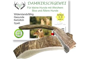 ARTISAN GIFT CO Damhirschgeweih Kauknochen für Welpen und Kleine Hunde - Erhältlich in den Größen (S, M und L) (S - 2 Stück - Mindestgewicht 120gr+)