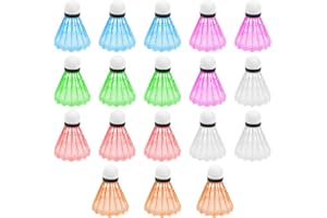 GVSAVY 18 Colorful Plastic Shuttlecocks, Lightweight Durable Plastic Shuttlecocks, Colorful Foam Ball Head Badminton Toys, Suitable for Indoor and Outdoor Exercise, Game and Entertainment Balls