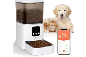 Himaly Distributeur de Croquettes Pet Automatique, 6L Distributeur Croquettes Chat Automatique avec Enregistreur 10s Vocal et Minuterie Programmable, Double Alimentation