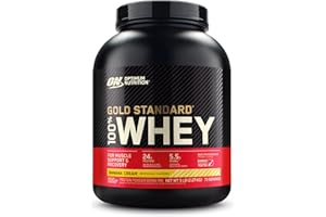 Optimum Nutrition Gold Standard 100% Whey Proteine in polvere per lo Sviluppo e il Recupero Muscolare con Glutammina e Aminoacidi BCAA Naturali, Gusto Crema di Banana, 76 Dosi, 2,28 kg