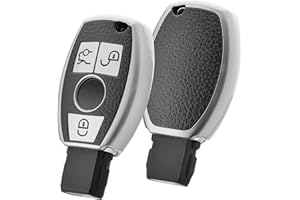 OATSBASF Autoschlüssel Hülle für Mercedes Benz, Schlüsselhülle Cover für Mercedes Benz W204 W211 2-3 Keyless Tasten A B C E Class (P-Silber)