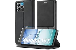 Ailicici Leder für Xiaomi 15T Hülle 4G/5G [Mit Schutzfolie] Wallet RFID Blocker Handyhülle, Ledermaterial Kartenfach Klapphülle, Klappbar Ständer Flip Case,Stoßfeste Holster Cover Schutzhülle